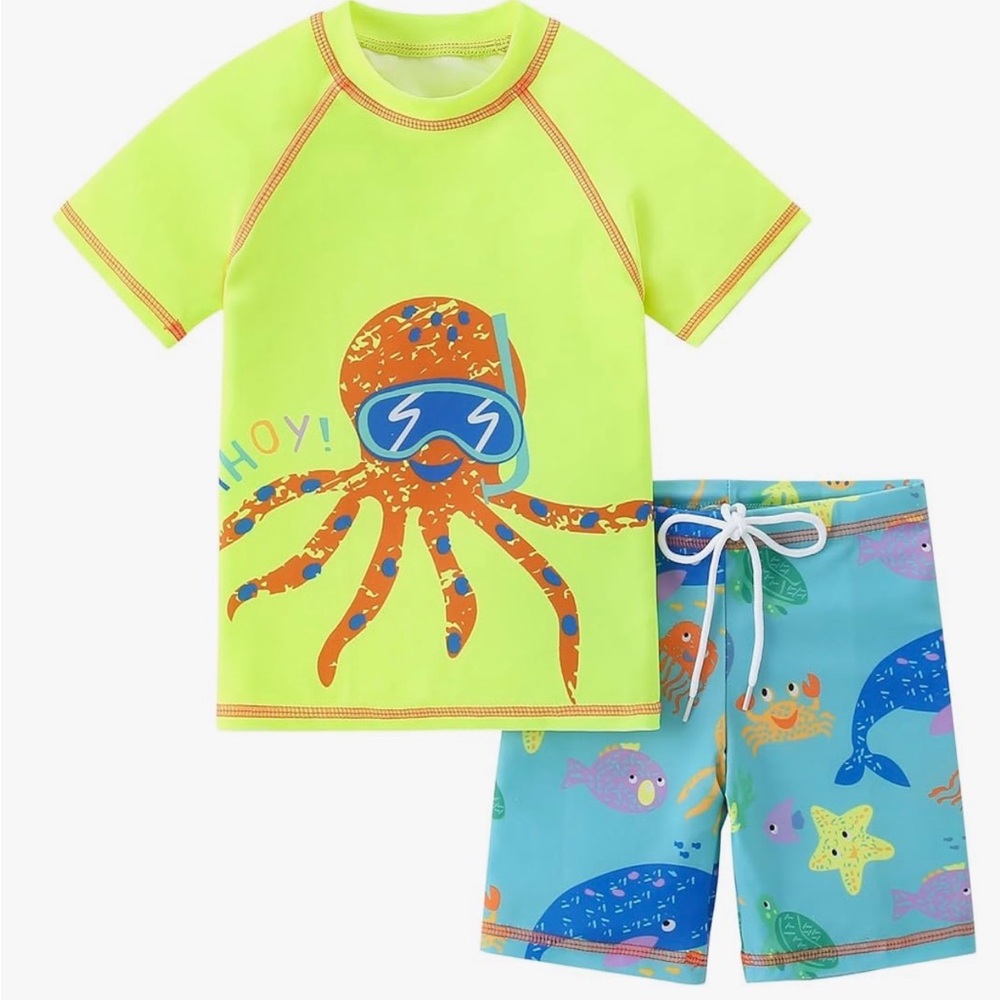 Amazon Kids Rashguard Set - Neon Yellow and Aqua
